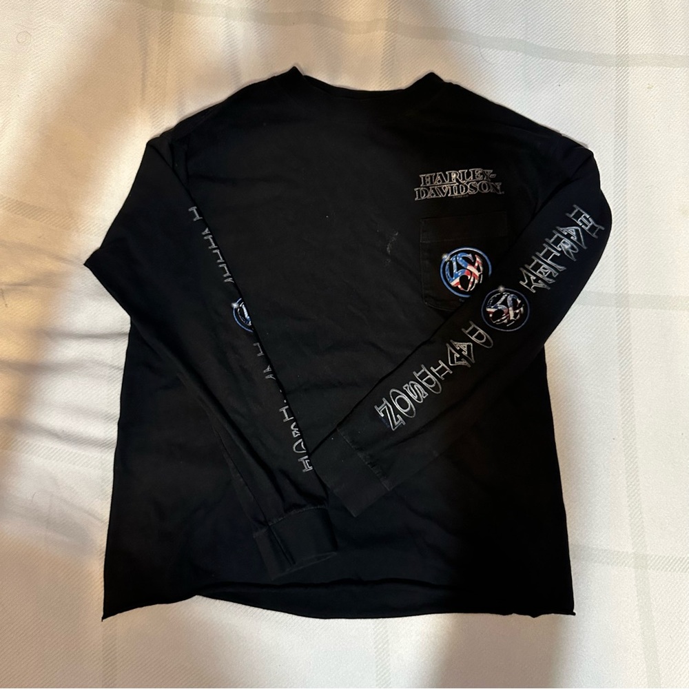 Harley Davidson Charlotte North Carolina LS Pocket Tee Black XL Made in USA